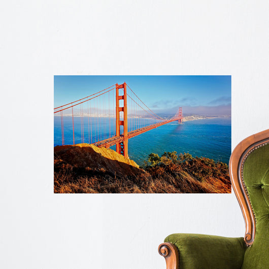 Golden Gate Bridge with hills in the evening light - San Francisco Wall Mural