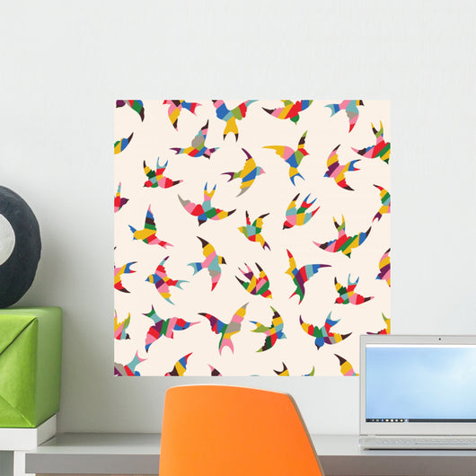Tessellated Spring birds Wall Mural
