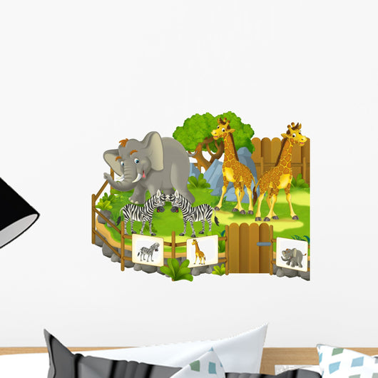 Cartoon Zoo Illustration for Wall Mural