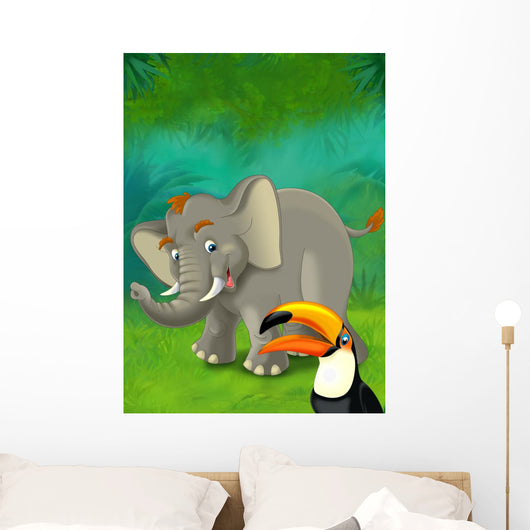 Cartoon Jungle Safari Illustration Wall Mural