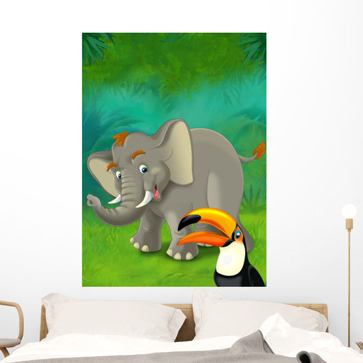Cartoon Jungle Safari Illustration Wall Mural