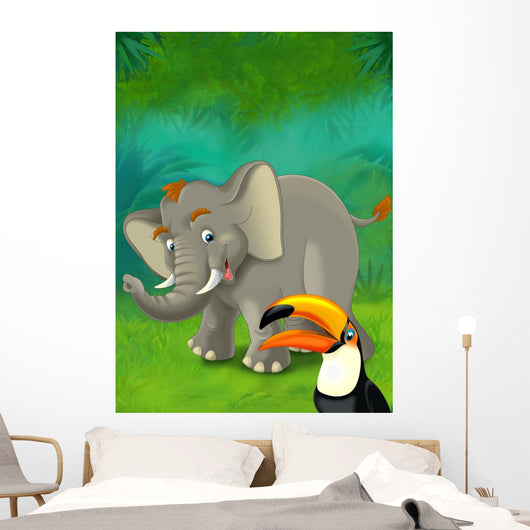 Cartoon Jungle Safari Illustration Wall Mural