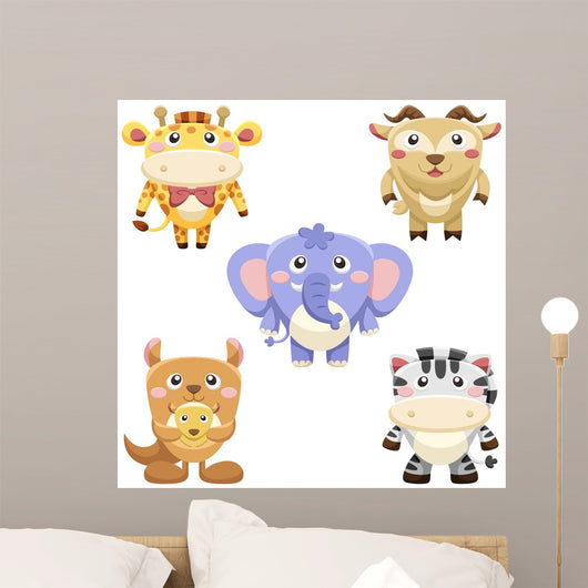 cute animals set Wall Decal