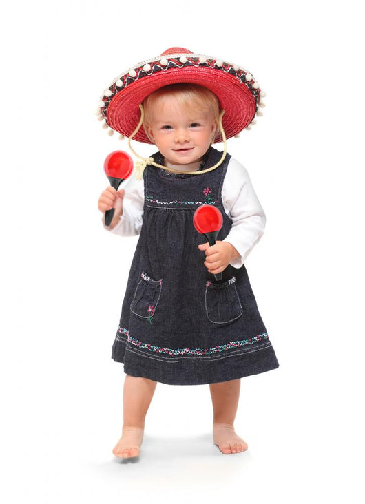 Little girl singing and dancing in the mexican sombrero Wall Decal