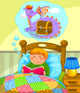 boy in bed reading a book about dragons Wall Mural