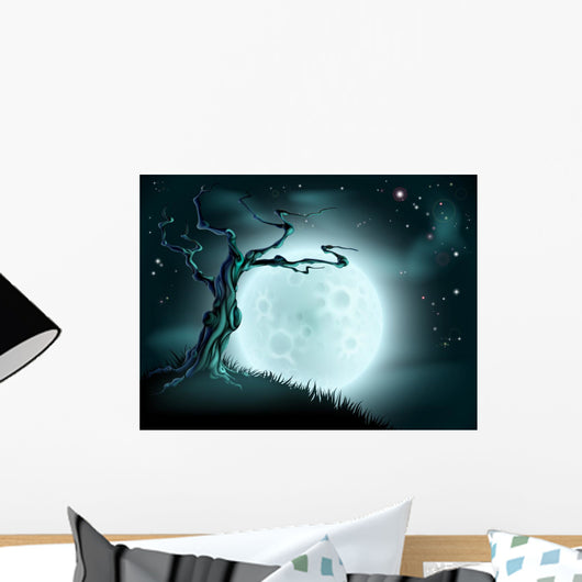 Blue Halloween Moon Tree