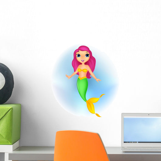 Cute Mermaid Cartoon Wall Decal