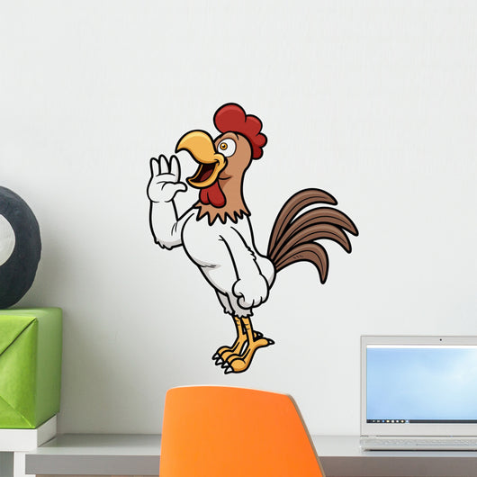 Vector illustration of Rooster crows Wall Decal