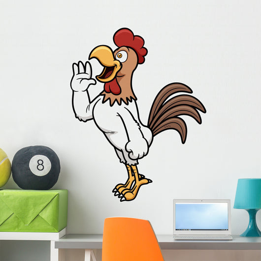 Vector illustration of Rooster crows Wall Decal