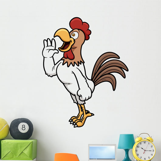 Vector illustration of Rooster crows Wall Decal