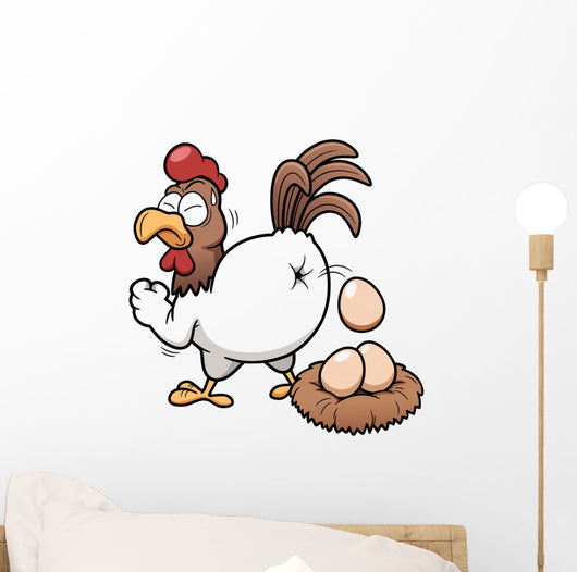 Vector Illustration Cartoon Hen Wall Decal