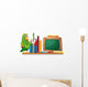 A Parrot above a Bookshelf with Books and an Empty Board Wall Decal