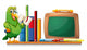 A Parrot above a Bookshelf with Books and an Empty Board Wall Decal