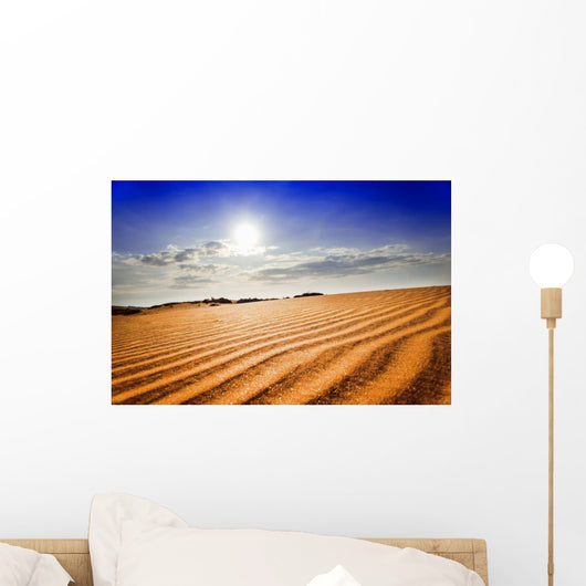 Sun Under Red Sand Dunes. Wall Mural