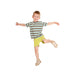 little boy in striped T-shirt dancing. Wall Decal