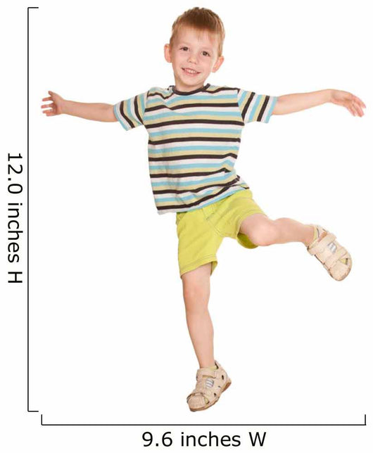 little boy in striped T-shirt dancing. Wall Decal