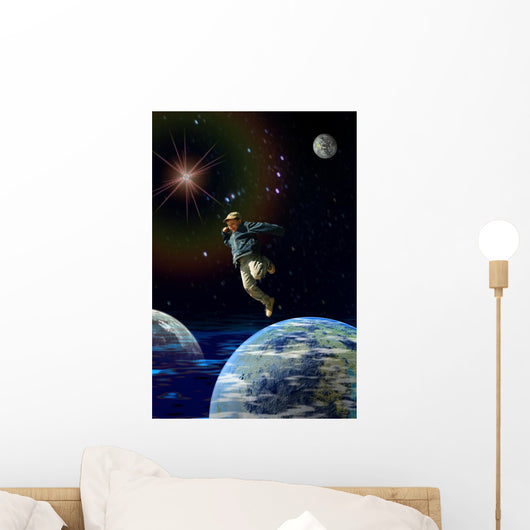 Boy in the Space Wall Mural