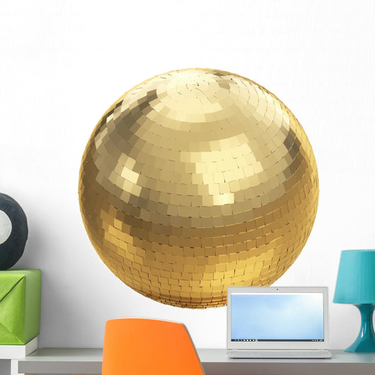 Golden disco ball on white isolated with clipping path Wall Decal