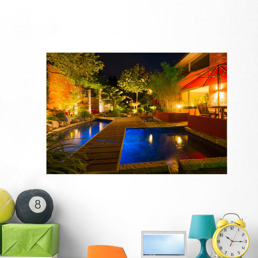 Privater Garten Bei Nacht - Sommerversion Wall Mural