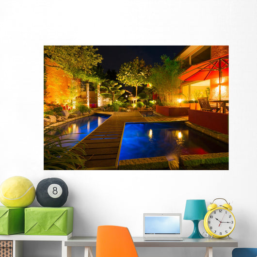 Privater Garten Bei Nacht - Sommerversion Wall Mural