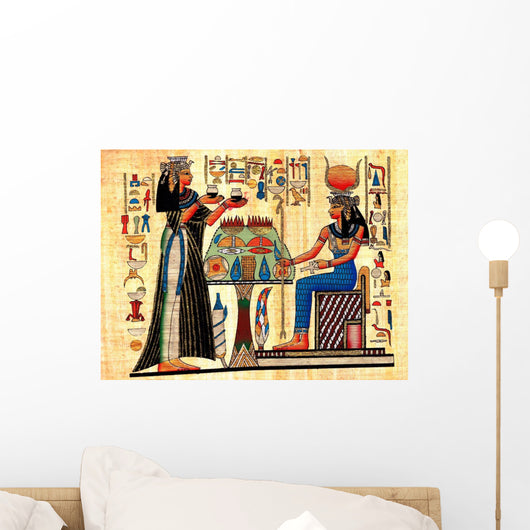 Scene From Afterlife Ceremony Painted on Papyrus Wall Mural
