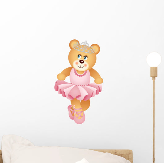 Ballerina Teddy Bear Wall Decal