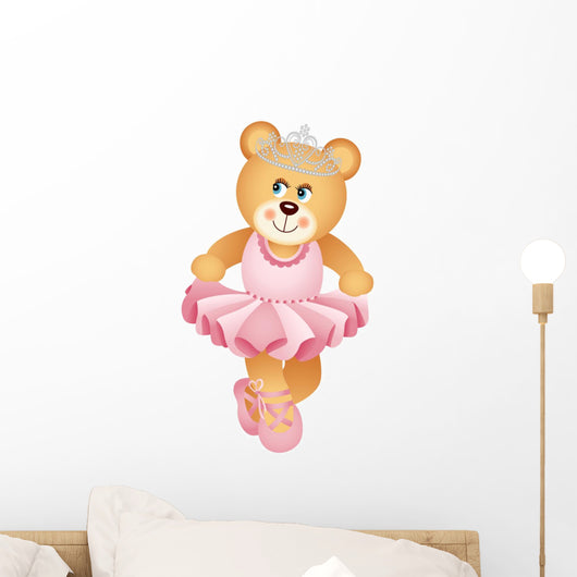 Ballerina Teddy Bear Wall Decal
