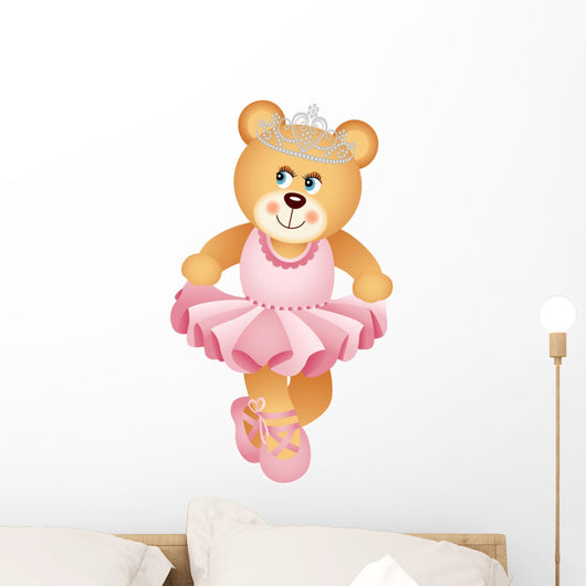 Ballerina Teddy Bear Wall Decal