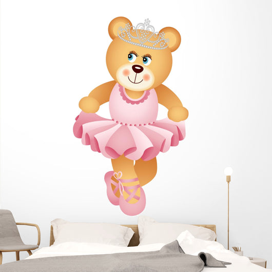 Ballerina Teddy Bear Wall Decal