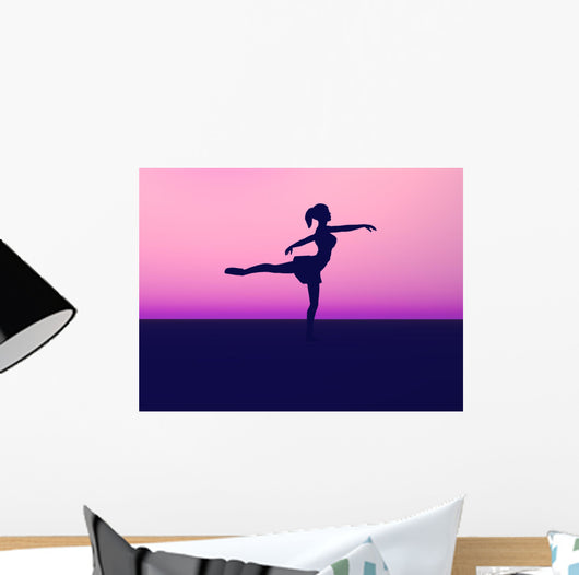 Silhouette of a ballet dancer. Wall Mural