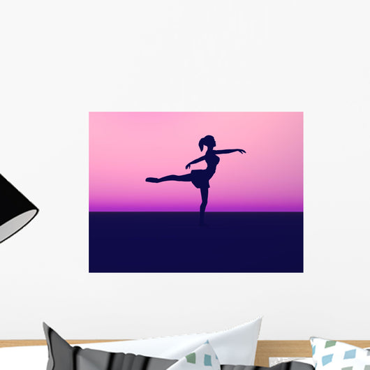 Silhouette of a ballet dancer. Wall Mural