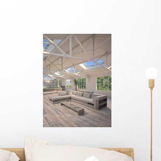 3D Rendering White Living Wall Decal