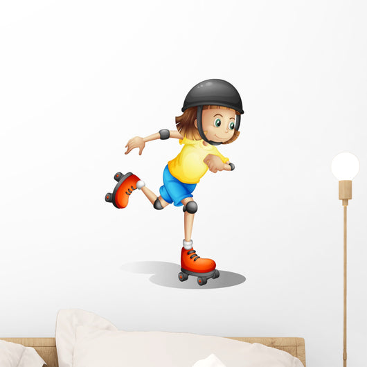 Young Girl Roller Skating Wall Decal