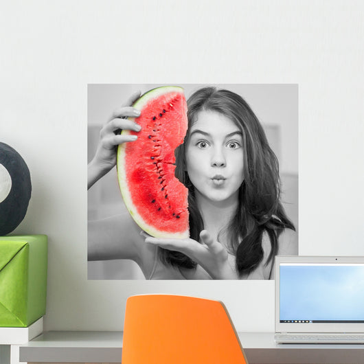 Beautiful Teen Girl with Wall Decal