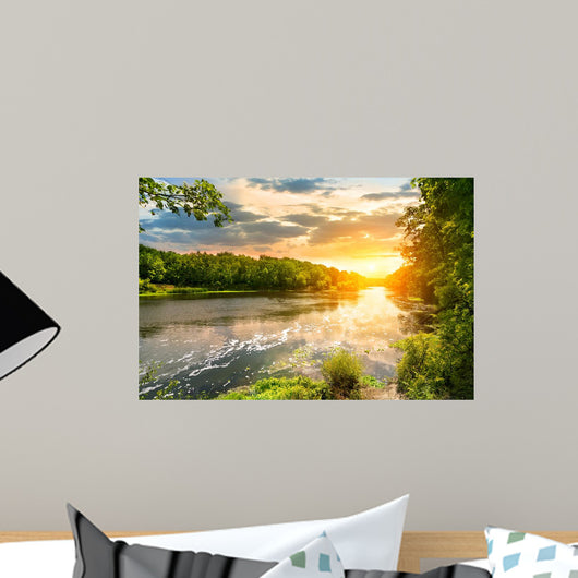 Sunset over River Forest Wall Decal