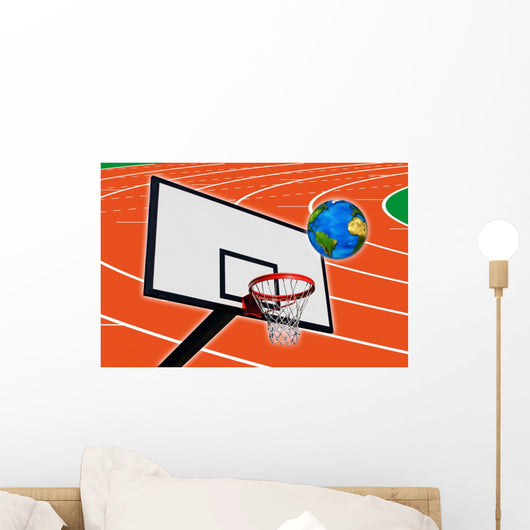 Basketball Hoop with World Wall Decal