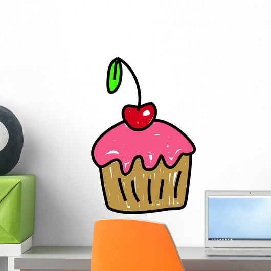 Pink Cherry Cupcake Wall Decal