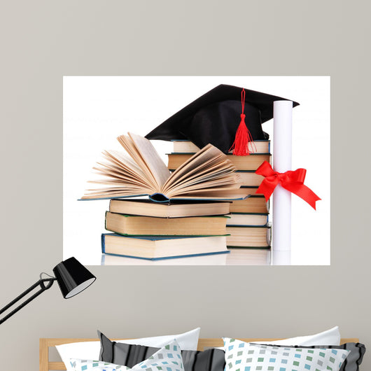 Grad Hat with Diploma Wall Decal