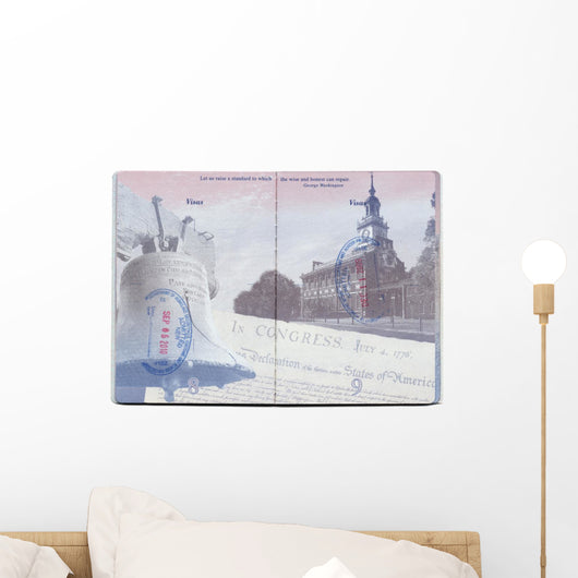 USA Passport Stamped Page Wall Decal