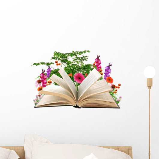 Open Book Flower Bouquet Wall Decal
