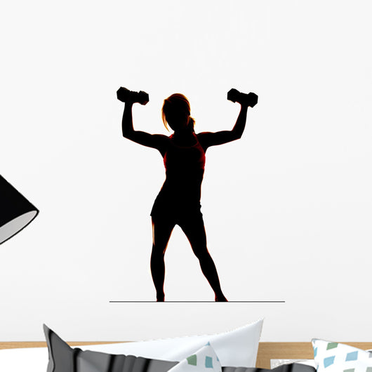 Woman Weights Silhouette Arms Wall Decal