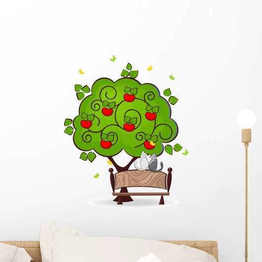 Cat Bench Wall Decal