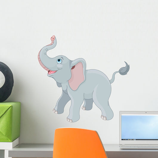 Cute Elephant Vector Art Wall Decal