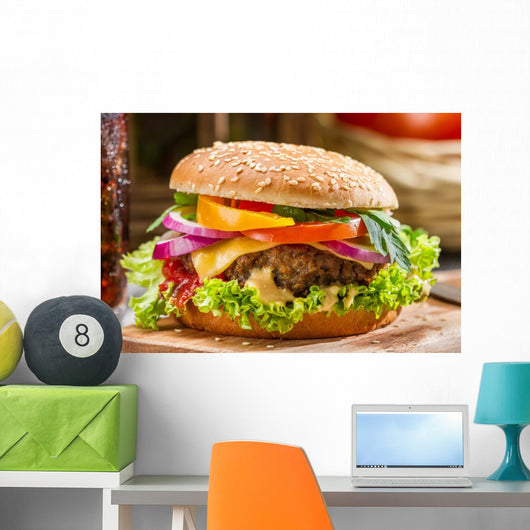 Closeup Homemade Hamburger with Wall Decal