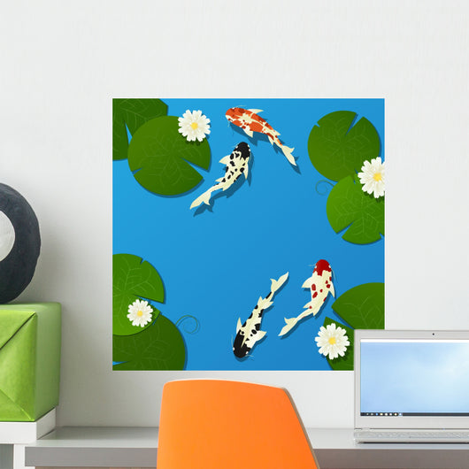 Koi Fish and Lotus Wall Decal