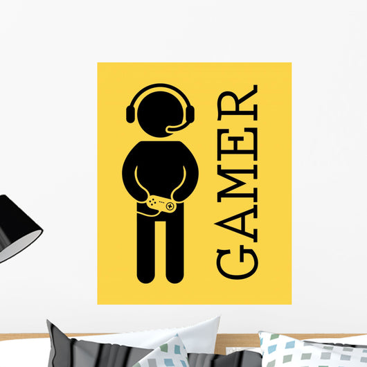 Gamer Caution Symbol Wall Decal