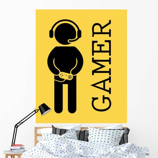 Gamer Caution Symbol Wall Decal