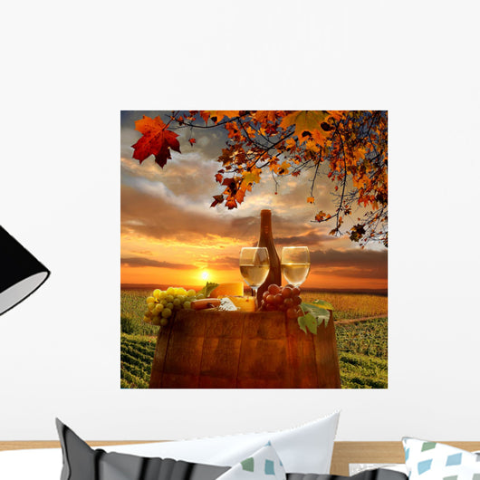Vine Landscape with Wine Barrel Chianti Italy Wall Decal