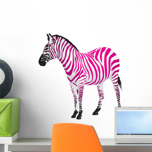 Zebra with Strips Pink Wall Decal