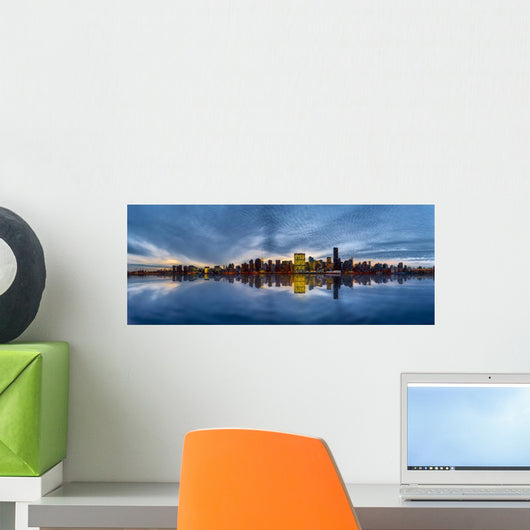Evening Manhattan Skyline Wall Decal Panoramic Wall Decal